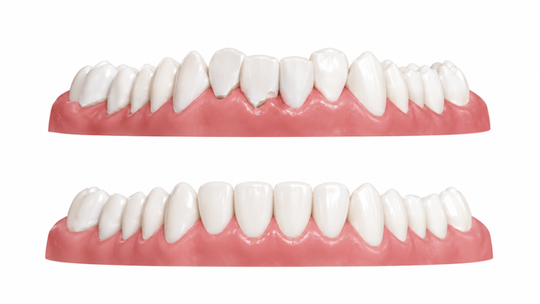 uneven front teeth vs straight teeth diagram